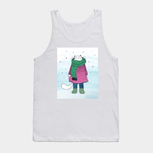 White cat in the snow Tank Top